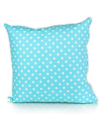 beyaz izole mavi parlak yastık