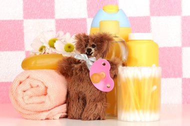Baby cosmetics in bathroom