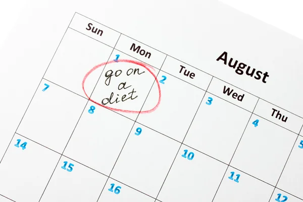 Noteringar i kalendern, närbild — Stockfoto
