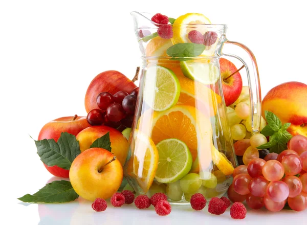 Transparent jar with exotic fruits, isolated on white — Stock Photo, Image