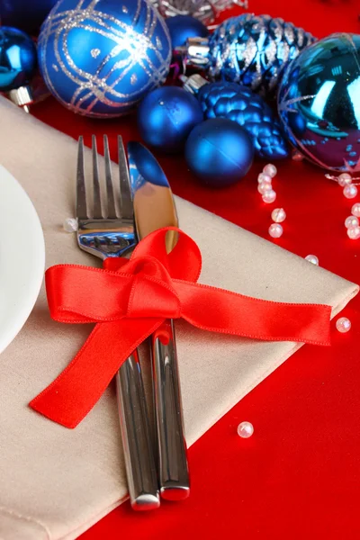 Serving Christmas table close-up — Stock Photo, Image