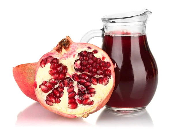 Full jug of pomegranate juice, isolated on white — Stock Photo, Image