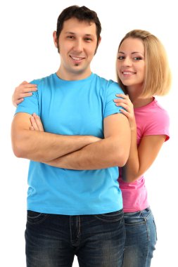 sevgi dolu çift üzerinde beyaz izole