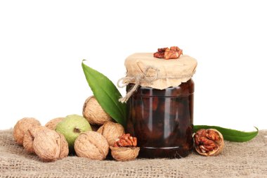 Çuvallama üzerine reçel kavanozu