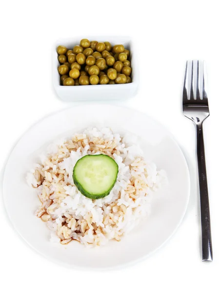 Aliments sains sur assiette isolés sur blanc — Photo
