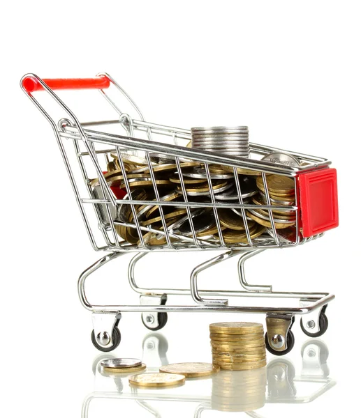 Money in cart isolated on white — Stock Photo, Image