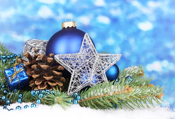 Christmas decoration on blue background — Stock Photo, Image