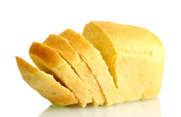 Νόστιμο ψωμί σε φέτες, που απομονώνονται σε λευκό — Φωτογραφία Αρχείου