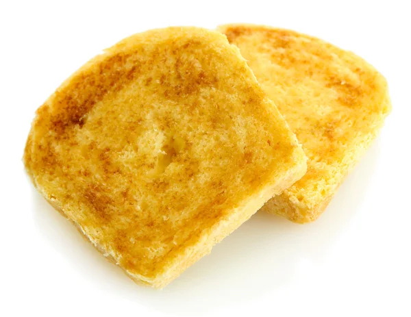 Wit brood toost, geïsoleerd op wit — Stockfoto