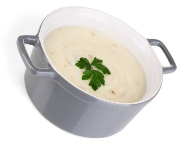 tencerede beyaz izole patates püresi