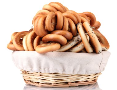 beyaz izole lezzetli simitler sepeti,