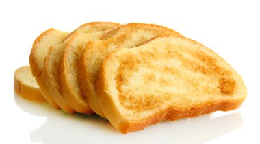 Beyaz ekmek tost, üzerinde beyaz izole