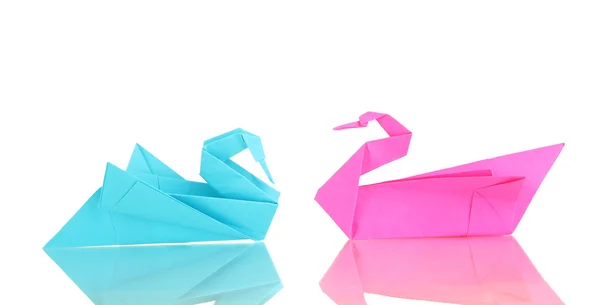 Beyaz izole origami Kuğu — Stok fotoğraf