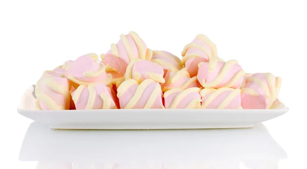 Marshmallows auf Teller isoliert auf weiß — Stockfoto