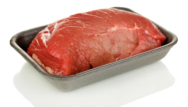 Rohes Rindfleisch isoliert auf weißem — Stockfoto