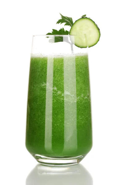 Glass of cucumber juice isolated on white — Stock Photo, Image