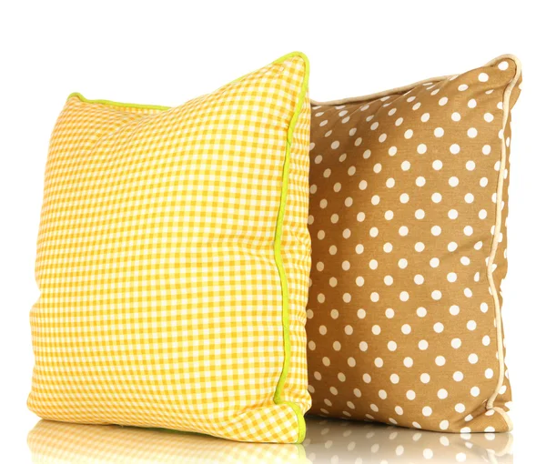 Almohadas brillantes amarillas y marrones aisladas en blanco —  Fotos de Stock