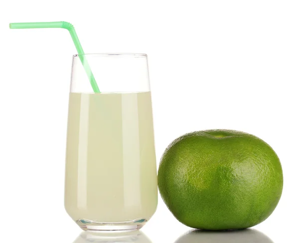 Läckra sötnos juice i glas och älskling bredvid det isolerade på vit — Stockfoto