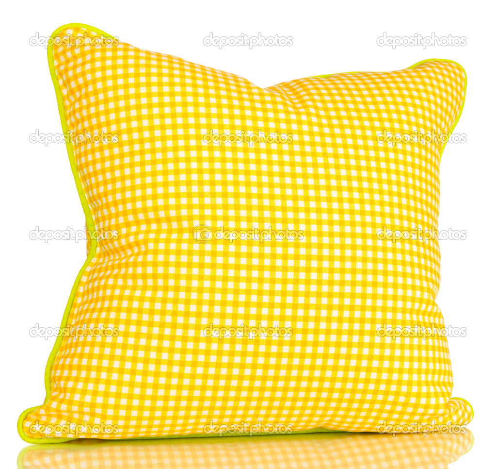 Yellow bright pillow isolated on white
