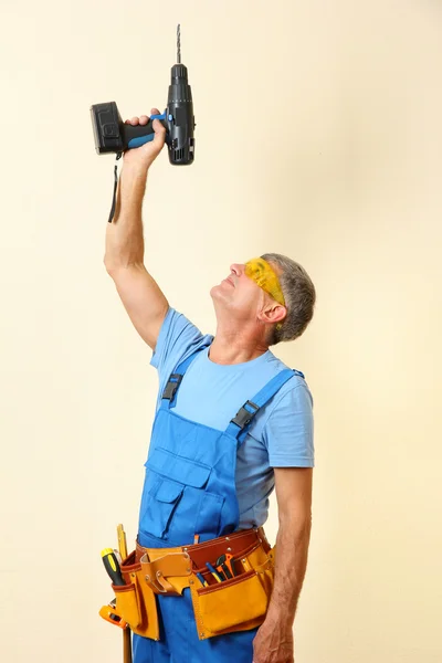 Handyman drill close-up — Stock Photo, Image