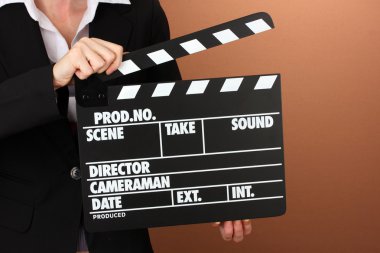 Film üretim clapper pano renk arka plan üzerinde