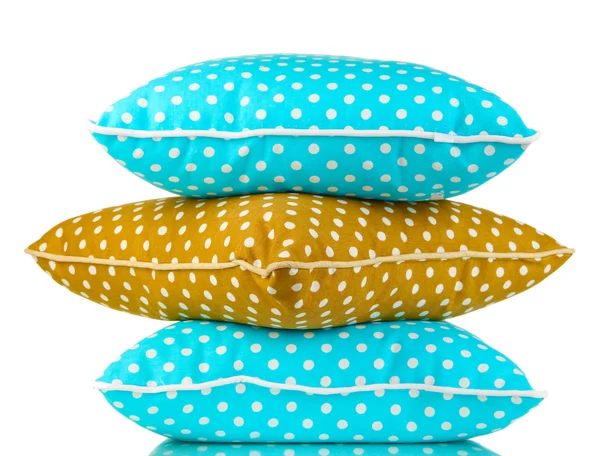 Blue and brown bright pillows isolated on white — Stock Photo, Image