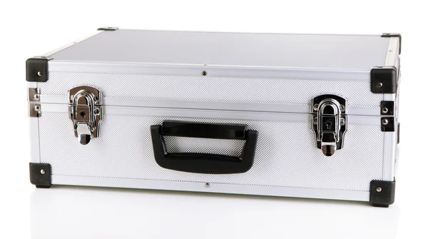 Silvery suitcase isolated on white Royalty Free Stock Photos