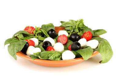 ile sebze tabağı isolataed beyaz peynir mozzarella