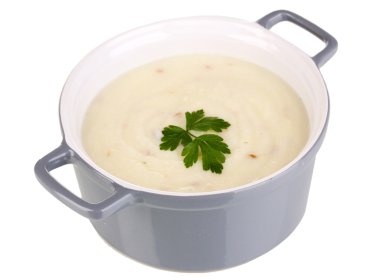 tencerede beyaz izole patates püresi