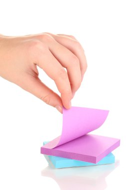 etiket üzerinde beyaz izole tutan eller