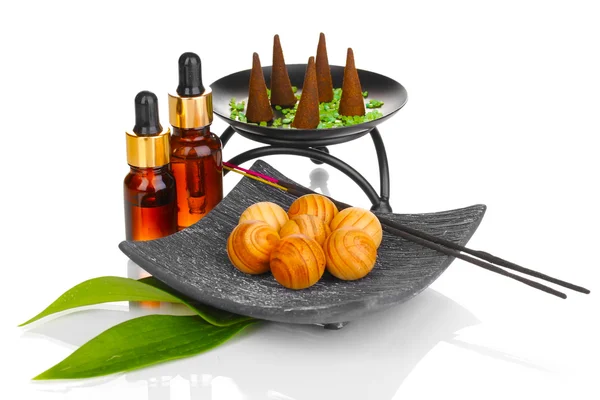 Aromatherapie instelling geïsoleerd op wit — Stockfoto