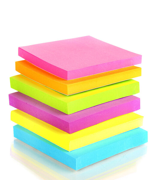 Stack of colorful Sticky Notes isolated on white