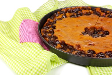 Pan üzerine beyaz izole lezzetli pasta