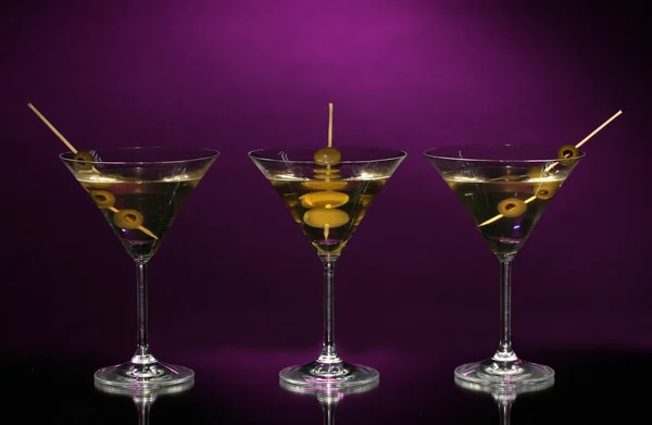 Martini glasses on dark background — Stockfoto