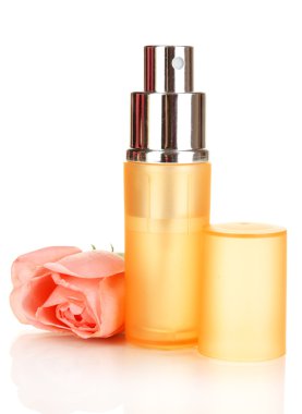 güzel şişe gül desenli beyaz izole kadın parfüm