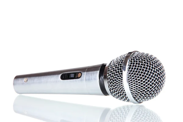 Silver microphone isolated on white — Stock Photo, Image