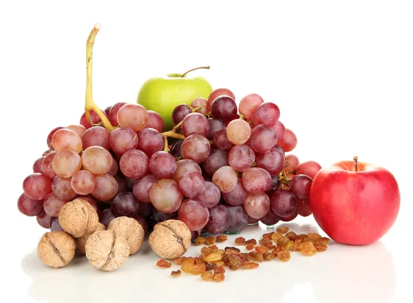 Grape with nuts isolated on white — Stock Photo, Image