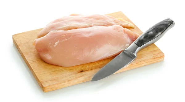 कच्चे चिकन मांस कटिंग बोर्डवर, पांढरा वर वेगळे — स्टॉक फोटो, इमेज