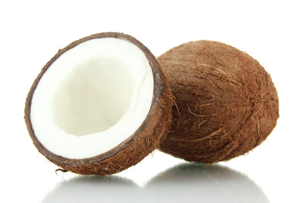 Noci di cocco, isolate su bianco — Foto Stock