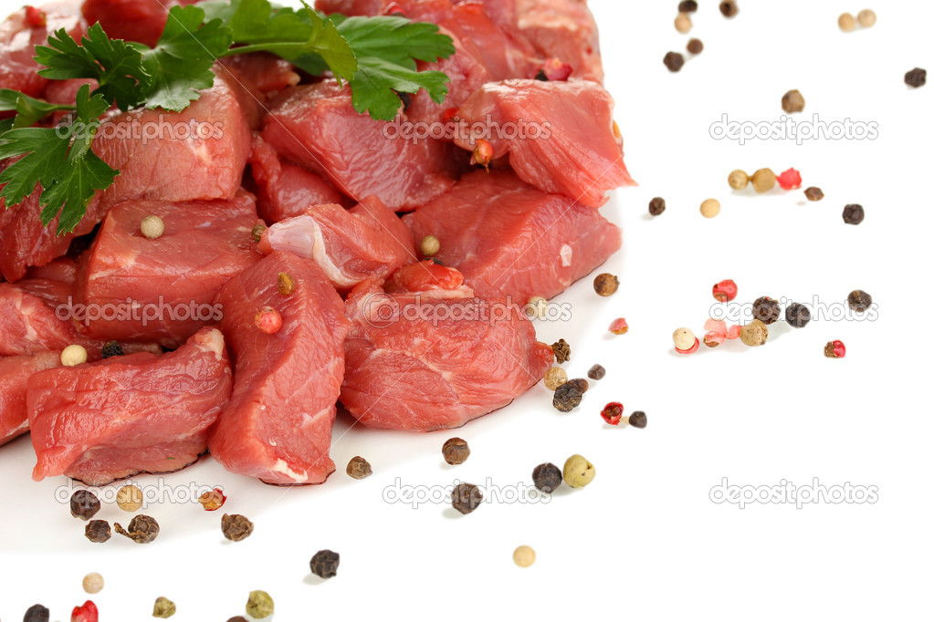 Raw beef meat isolated on white