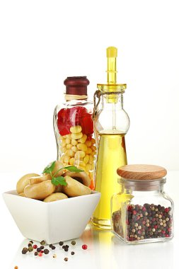 baharat beyaz izole kase lezzetli Marine mantar