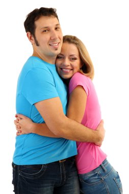 sevgi dolu çift üzerinde beyaz izole