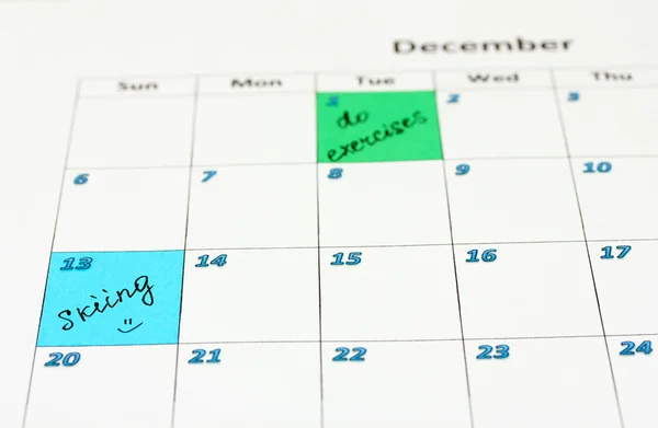 Notes on the calendar, close-up — Stock Photo, Image