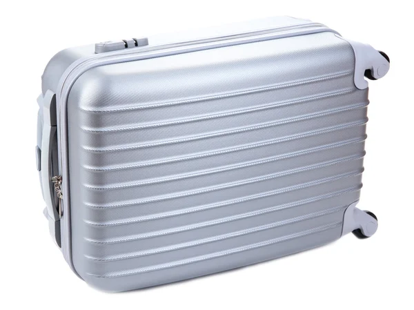 Stříbrný kufr izolovaných na bílém — Stock fotografie