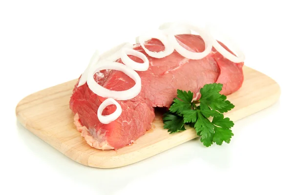 Carne crua de bovino isolada a branco — Fotografia de Stock