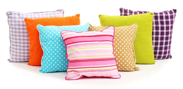 Colorful pillows isolated on white — Stock Photo, Image