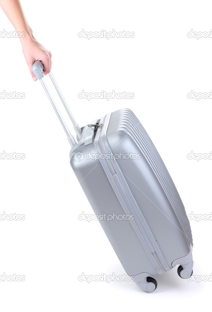 Silver suitcase isolated on white