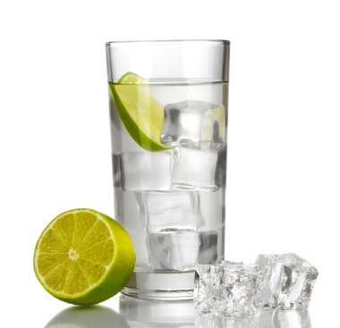 buzlu cam üzerine beyaz izole limon ile