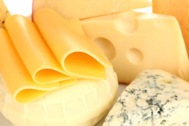 Various types of cheese close up clipart