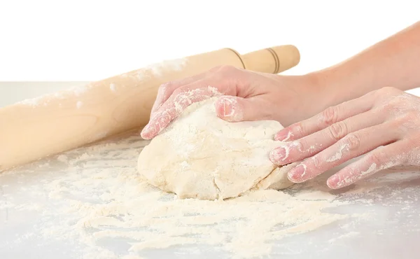 Příprava těsta pizzu izolované na bílém — Stock fotografie